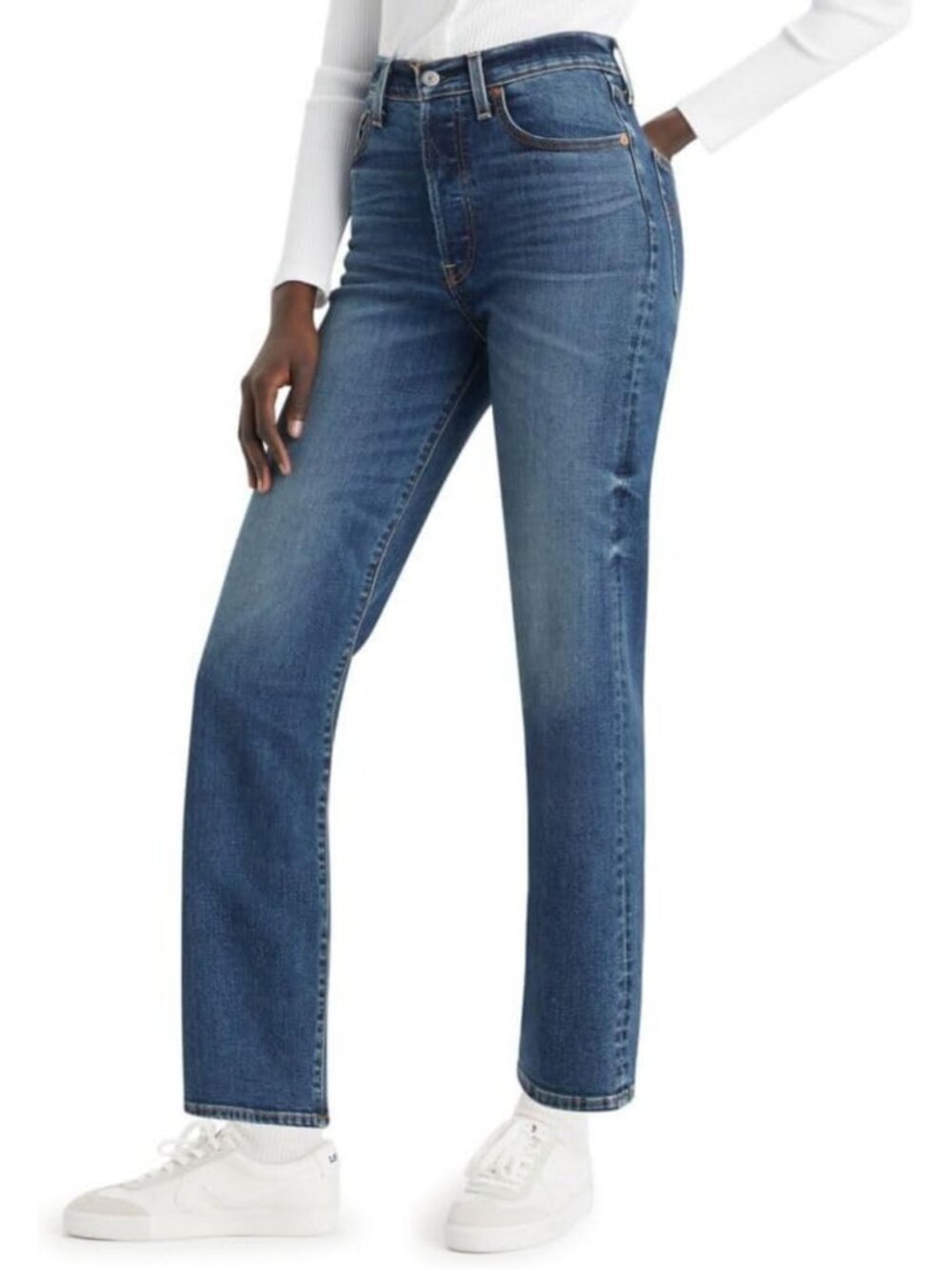 High-Rise Ribcage Straight Ankle Jeans for Women | Stylish & Comfortable Fit